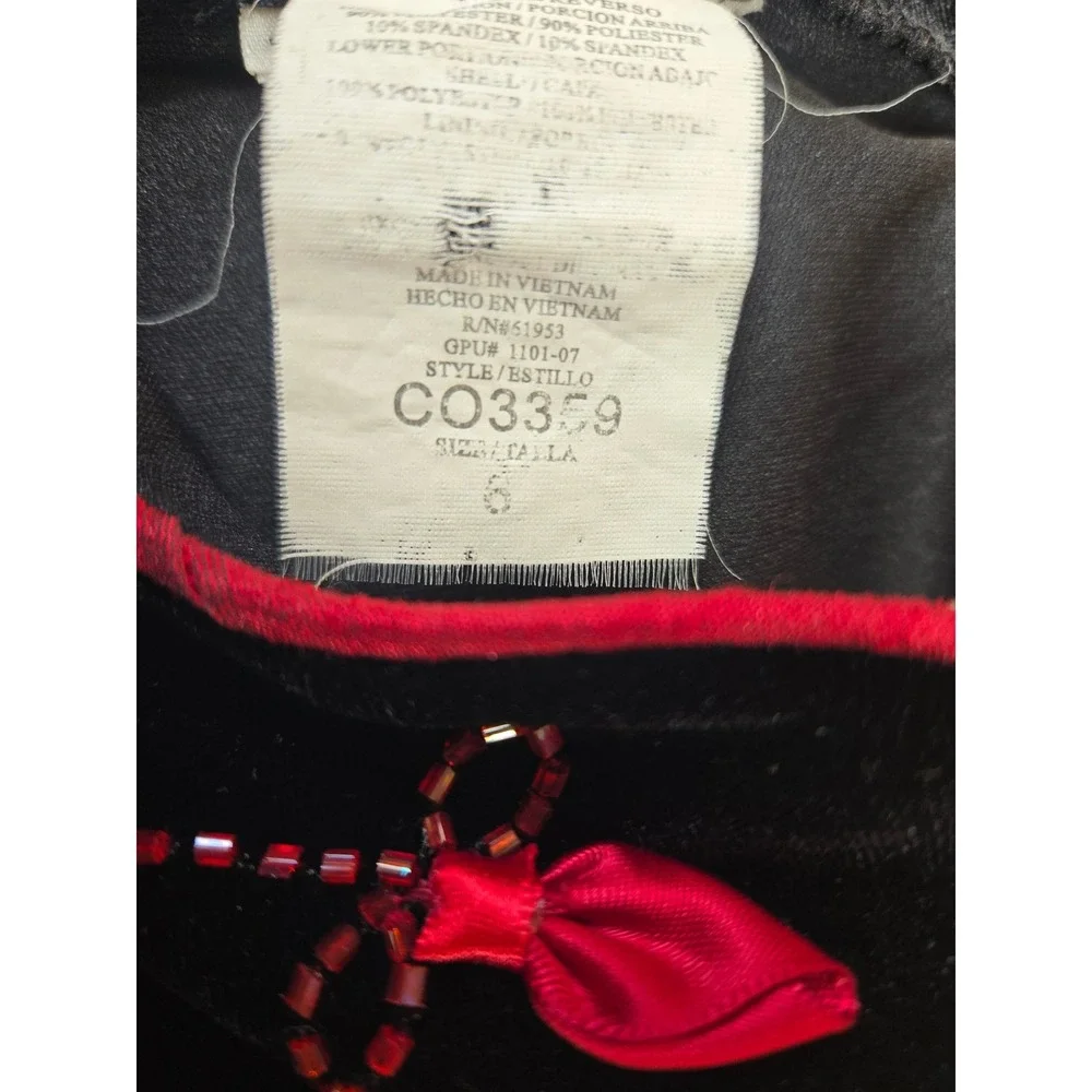 Jona‎ Michelle Girls Black Velvet Red Rose Trim Dress Sparkle Skirt Size 6